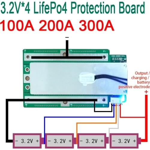 4S 100A 200A 300A 3.2V LifePo4 Lithium Iron Phosphate Protection Board 12.8V High Current Inverter BMS PCM Motorcycle car start