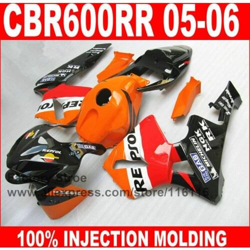 7gifts custom paint Injection Molding for HONDA 2005 2006 CBR 600RR CBR600RR fairings kit 05 06 orange repsol fairing set