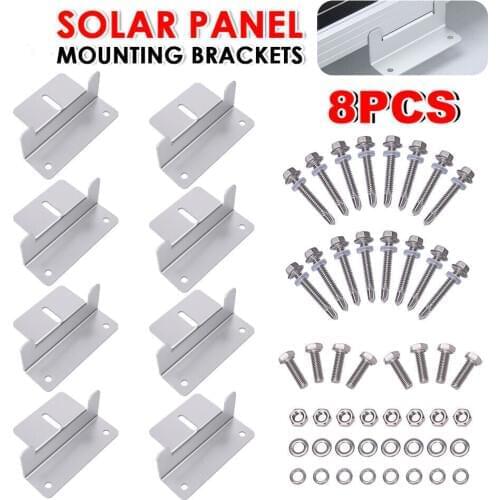 8pcs Solar Panel Mounting Brackets Flat Roof Mount Kit Home Car Aluminum Bracket