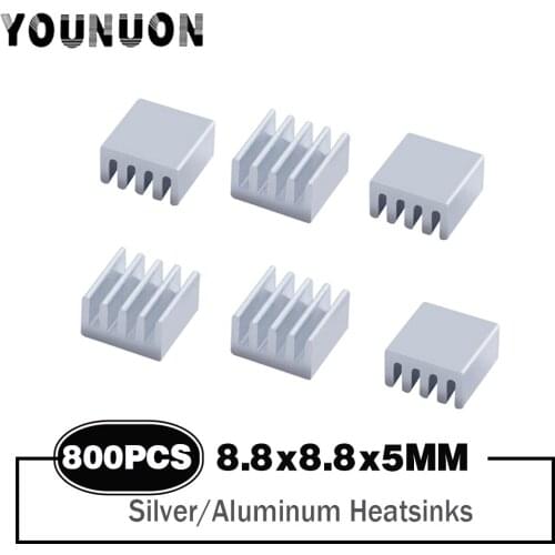 800PCS 8.8mx8.8mmx5mm MIni Radiator Routing Chip Heat Dissipation Block CPU Heat Conduction Aluminum Heatsinks 8.8x8.8x5mm