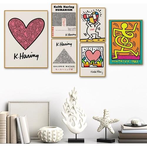 Nordic Abstract Poster Keith Vintage Art Print Heart Exhibition Canvas Painting Pop Modern Wall Picture Living Room Home Decor