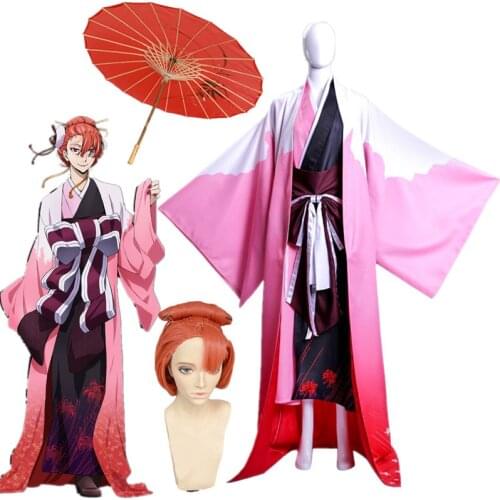 Anime Bungo Stray Dogs figure Ozaki Koyo Higannbana Kimono Cosplay Costume Tailor Made cosplay wig + umbrella for Halloween part
