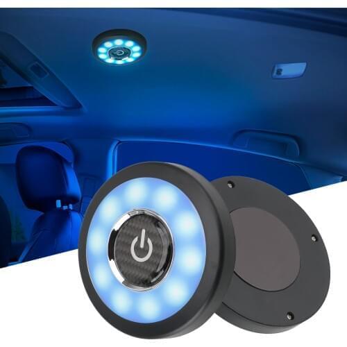 Car Interior Reading Light Car Backseat Ceiling Roof Light Magnetic Wireless LED Night Touch Type Round Car Interior Night Light