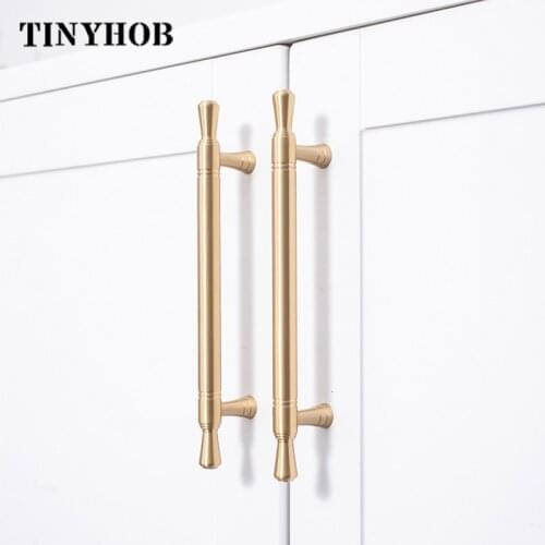 Long Size Golden Cupboard Handle Brass Kitchen Cabinet Door Knob Furniture Drawer Pull Hardware Pulls Bar Handle