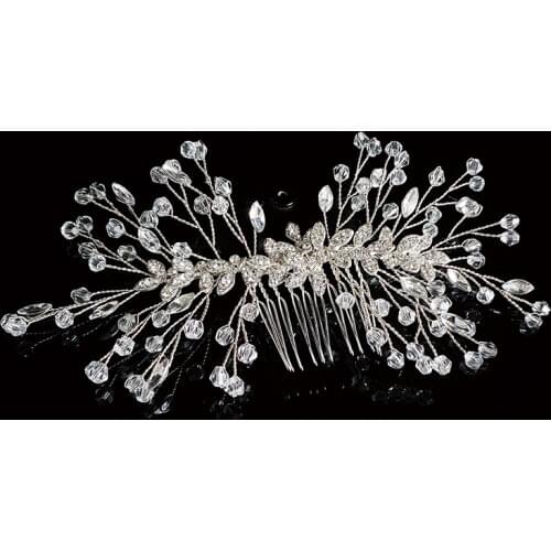 European Retro Style Crystal Leaf Hair Combs Handmade Bridal Comb Wedding Hair Accessories