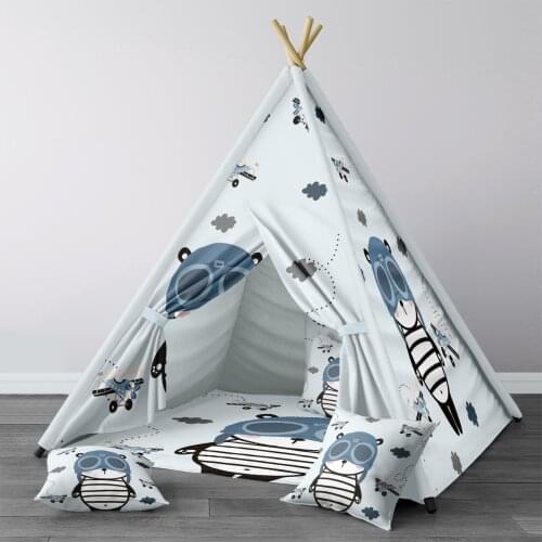 Play Tent for Kids Wigwam Portable Indoor Playground Tents Children Bedrooms Blue Pilot Panda Model 1418