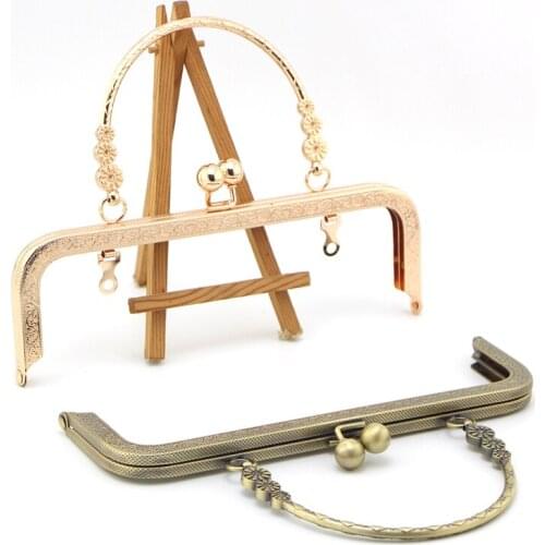 K678 no hole square handle 20CM screw purse frame embossing DIY Kiss lock bag Hardware accessories