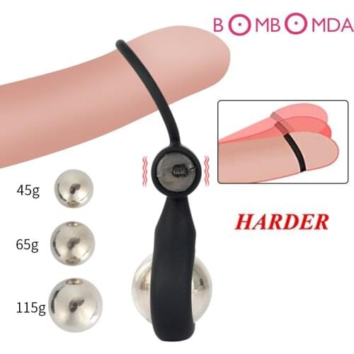 3 Pcs Metal Ball Penis Enlarger Trainer Dick RIng Vibrator For Men Sex Toy Penis Rings Sex Toy For Men Cockring Single Frequency