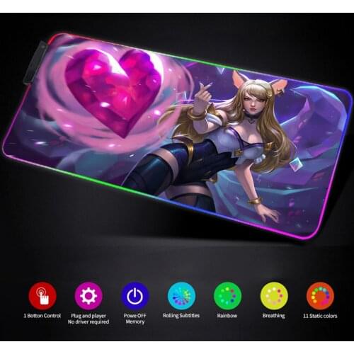 Rgb Mouse Pad Anime League of Legends Mousepad Led Mouse Pad Mouse Pad Luminous Large Mouse Pad Gamer Play Mat Rgb DropShipping