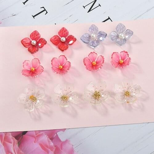 Summer style 40pcs/lot stamen core color pattern print cartoon flowers shape beads without holes diy jewelry earring accessory