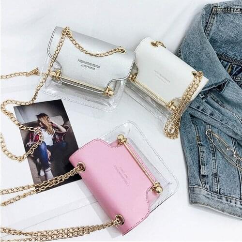 Mini Small Square Pack Women Chain Shoulder Bag Fashion Transparent Jelly Messenger Crossbody Bags Woman Clutch Wallet Handbags
