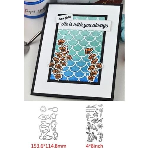 Cute Seahorse Sea Turtle Metal Cutting Dies&Cordinating Stamps For Scrapbooking Craft Die Cut Card Making Embossing Stencil
