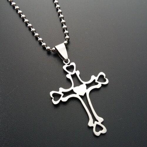 30 Stainless Steel Multilayer hollow Love Heart Cross Necklace Heart Religion Jesus Cross Necklace Family friend gifts jewelry