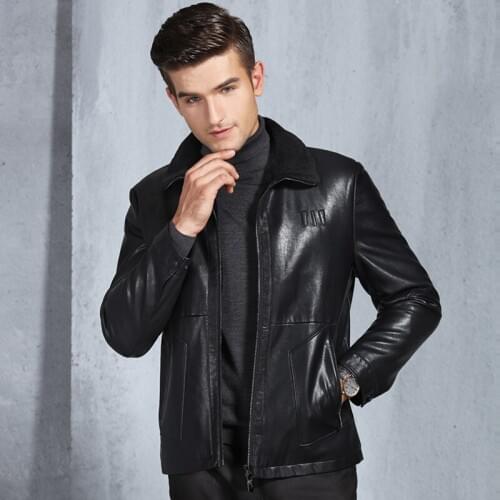 Mens Plus size jacket 2019 Winter Faux PU leather Cashmere turtleneck Jacket Men Skinny jackets Coats