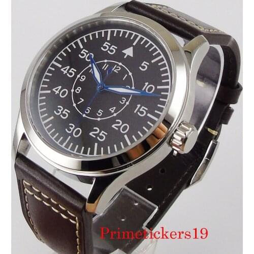 42mm CORGEUT Automatic Mens Wristwatch Sapphire Crystal ST 1612 MIYOTA8215 Movement Leather Band Glass Case Back