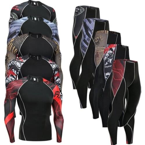 Mens Running Set Gym jogging thermo underwear xxxxl skins Compression Fitness MMA rashgard male Quick-drying tights track suit