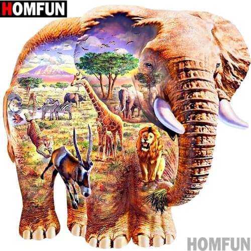 HOMFUN Full Square/Round Drill 5D DIY Diamond Painting "Animal collection" 3D Embroidery Cross Stitch 5D Decor Gift A16845