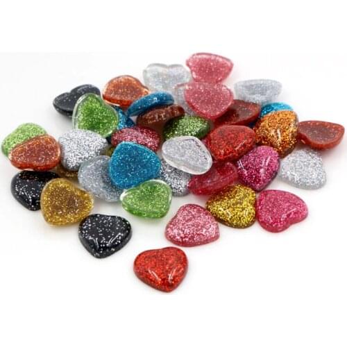 New Fashion 40pcs 12mm Heart Style Mix Colors Flat back Resin Cabochons Cameo For Bracelet Earrings accessories