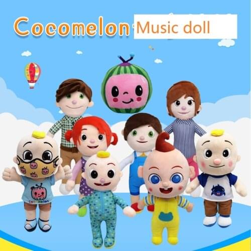 New JJ Cocomelon Anime Plush Doll Toy Music Bedtime Soft Plush Doll Baby Kawaii Barbie Family Childrens Toy Birthday Gift