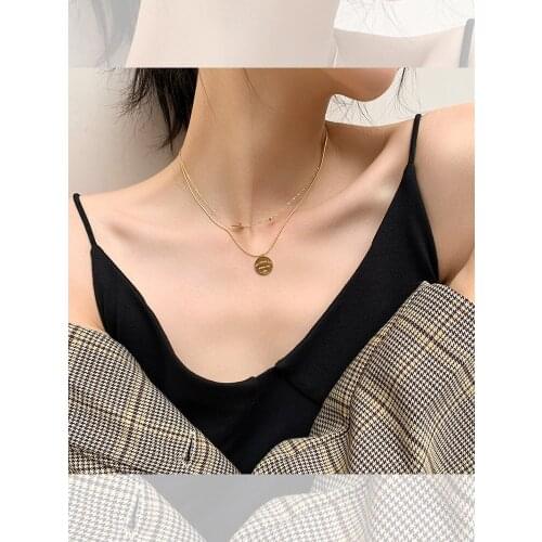 New Bohemian multi-layer Cross Stainless Steel Gold Pendant Necklace womens punk Necklace 2021 fashion jewelry party gift