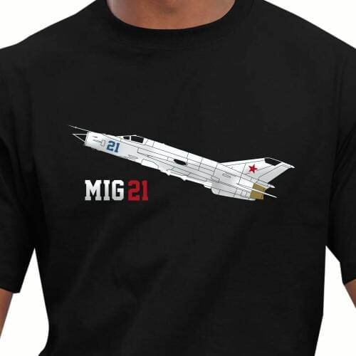 New T Shirts Unisex Funny Tops Tee Brand Clothing Summer Tops Hip Hop Aeroclassic MiG 21 Aircraft T shirt