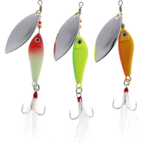 3pcs Metal Fishing Baits 8g 11g 20g Spinner Lead Fish Jigging Fishing Lure Artificial Feather Fishing Baits for Fisherman