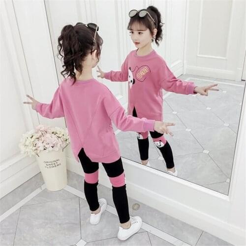 Teenager baby kids girl Clothes Hoodie winter Autumn loose tracksuit t Shirts + leggings pants hip hop 4 5 6 7 8 9 10 11 12 Year