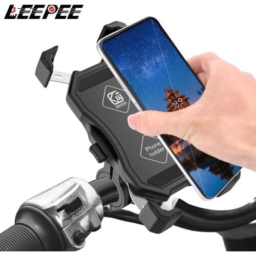 LEEPEE Motorcycle Bicycle Universal Phone Holder Automatically Retractable for iPhone Samsung Handlebar Stand Mount Bracket