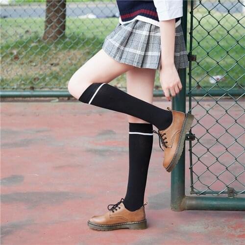 Spring and Autumn Cotton Horizontal Bar Striped Socks Female Students Leg Socks and Knee Socks Japanese Sweet College Wind Joker