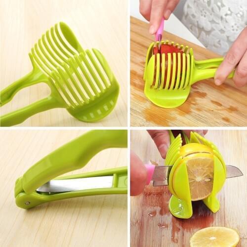 High Quality Easy Clean Convenient Kitchen Good Helper Working Tool Tomato Slicer Onion Potato Fruit Lemon Peel Cutter Holder