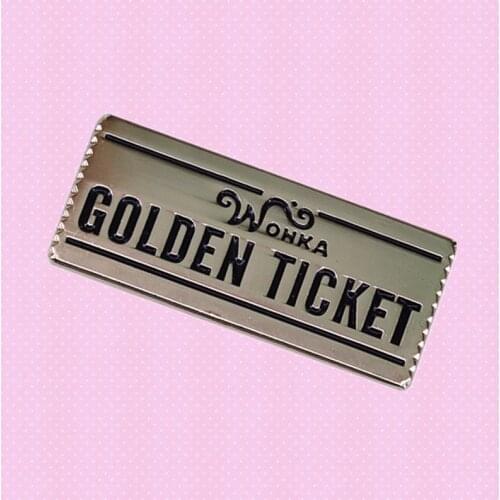 Willy Wonka and the Chocolate Factory Golden Ticket wonka bar Metal Enamel Pin Roald Dahl Badge Lapel Brooch