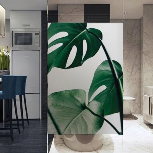 Customized Size Static Cling Window Sticker Vinyl Nordic Plants Fresh Frosted Stained Decorative Privacy Protection Glass Cover