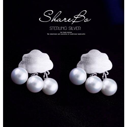 New Hot Fashion 925 Sterling Silver clouds pearl Earrings for Women Girls Gift Fashion Statement Jewelry
