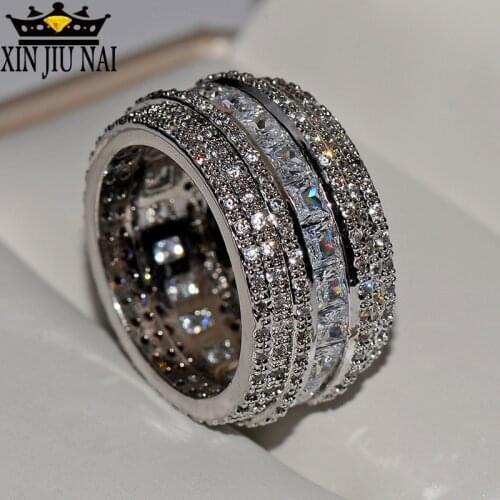 2019 Europe and the new hot selling large square shining zircon ring Luxury full temperament female ring hand jewelry