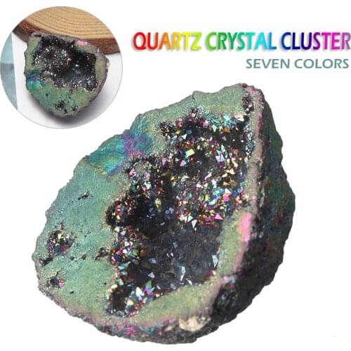 1 Quartz Crystal Cluster Rainbow Titanium Cluster Natural Mineral Specimen Healing Stone Decorations