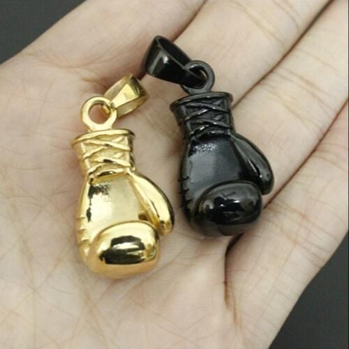 1pc Newest Jewelry Small Golden Black Boxing Glove Pendant 316L Stainless Steel Punk Style Popular Glove Pendant