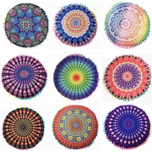 1 Pcs New Style Round Sofa Decorative Bohemian Style 43*43CM Mandala Pattern Floor Pillows Cover