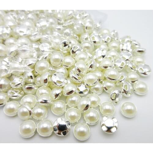 100pcs 8mm 10mm 12mm Sewing Round Pearl Beads Sew On Rhinestones With Silver / Gold Claw For Fabric Dress Garment Accessories