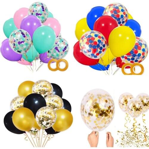 16pcs/lot 12inch Latex Balloons Birthday Party Decor And Colored Confetti banquet for Baby Shower First Birthday Anniversary
