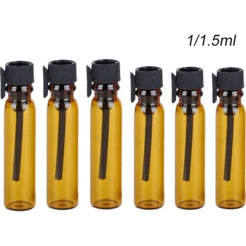 30/lot 1ml Amber mini perfume Glass bottle 1cc Cute Sample Parfum vials tester trial Perfume bottle with Black Stoppers