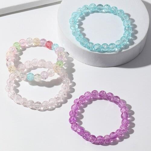 New Fashion Clear Colorful Beads White Pearls Adjustable Bracelet Bangles for Women Girls Gift Wrist Bracelet Set Jewelry