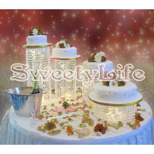 4pcs/set luxurious Crystal transparent Cake holder group Birthday acrylic cake stand for wedding party