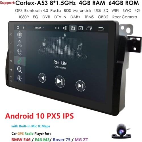 9"Screen Android 10 Car Radio for BMW E46 M3 318i 320i 325i with MirrorLink No DVD auto multimedia Stereo Navi RDS DVR SWC BT SD