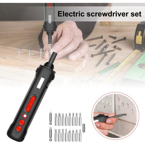Automatic Cordless Electric Screwdriver Household with LED Light + 19pcs Screwdriver Bits