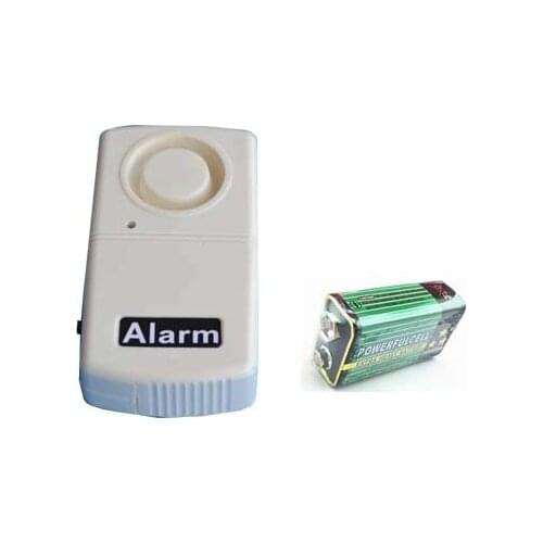 White Window Door Vibration Alarm Home Security With 9V Battery