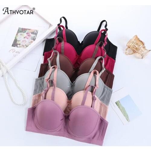 3/4 Cup Female Bras Push Up Bow Bralette A B Cup Sexy Underwire Bra Brassiere Women Detachable Shoulder Strap Lingerie