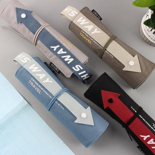 Kawaii Cute Large Rollable School Pencil Case For Office Stationery Supplies Organizer Box Pouch Grils Boys