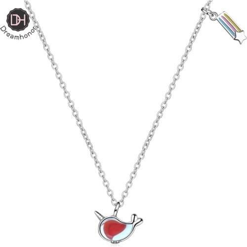 Dreamhonor Newest Simple Temperament 925 Sterling Silver Whale Pendant Necklaces Jewelry Accessory