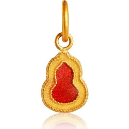 Hot sale 24K Yellow Gold Pendant 999 Gold Gourd Necklace Pendant