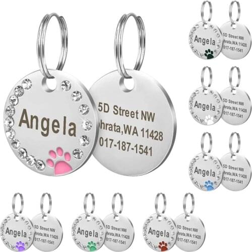 Anti-lost Custom Dog ID Tag Engraved Pet Dog Collar Accessories Personalized Cat Puppy ID Tag Stainless Steel Bone/Paw Name Tags